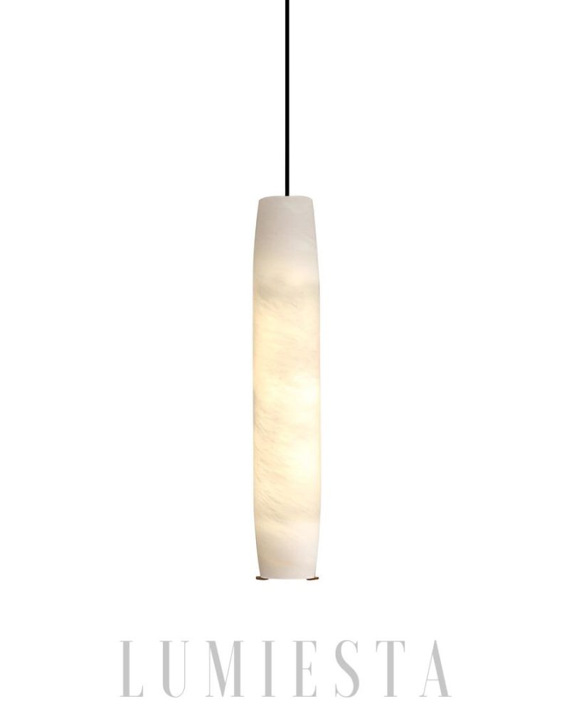 Luksusowa lampa wisząca Alabaster Flute biały kształt 38cm