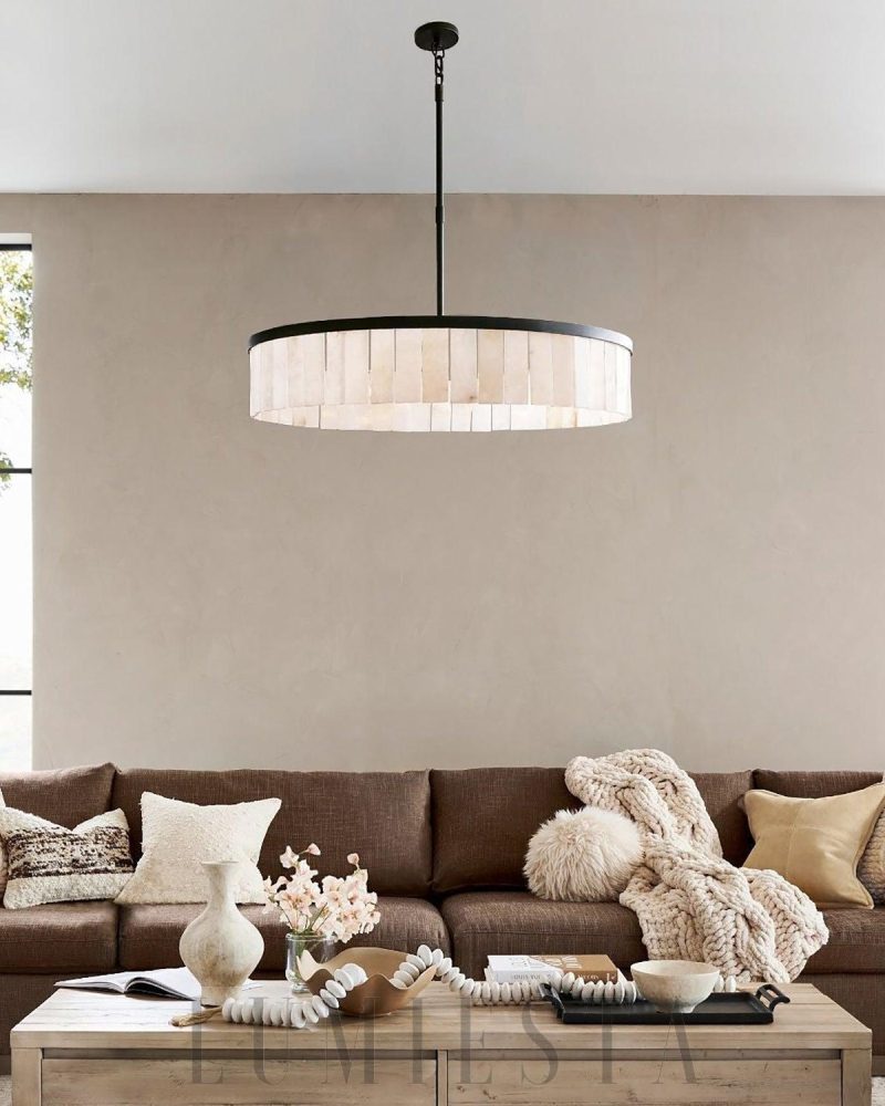 Alabastr - lampa wisząca okrągła w stylu minimalistycznym