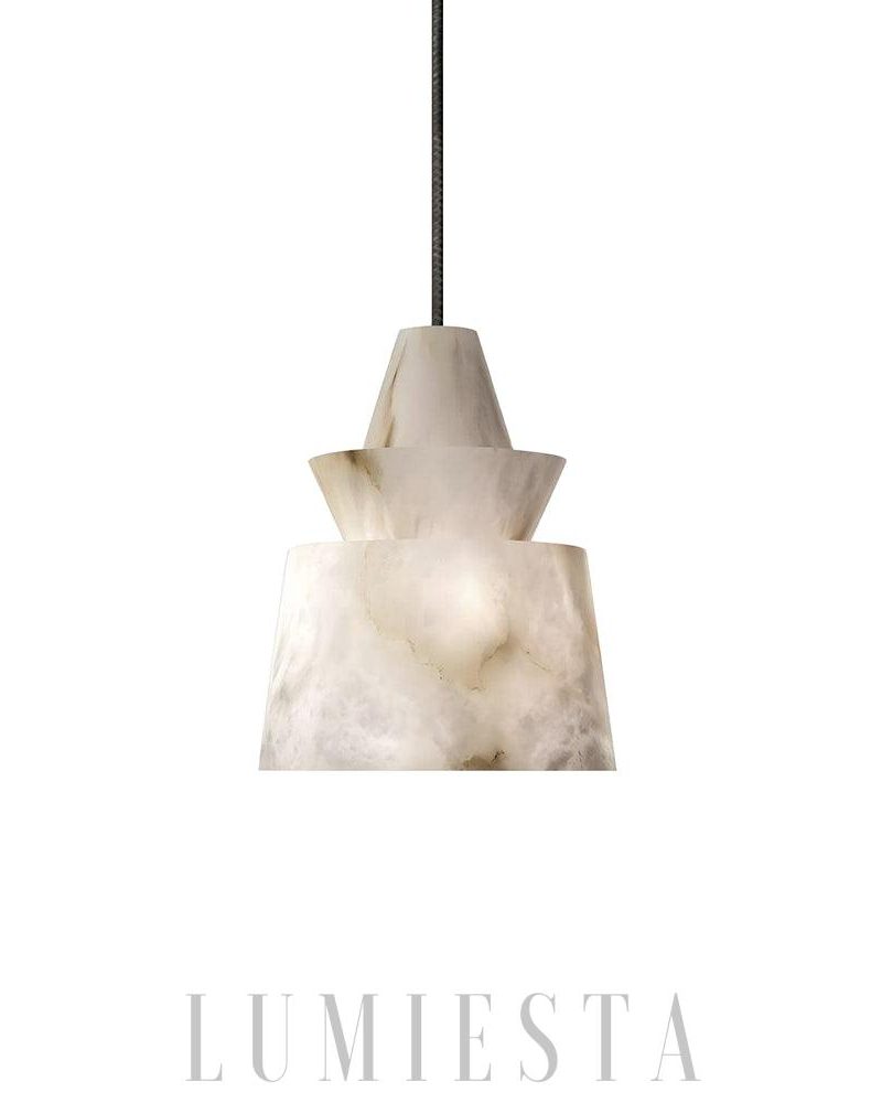 Nowoczesna lampa wisząca z alabastru średnica 18cm kolor biały