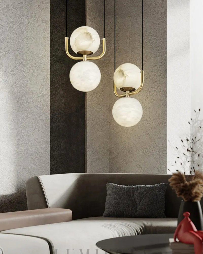 Lampa wisząca alabastrowa z mosiądzu styl nowoczesny 12cm