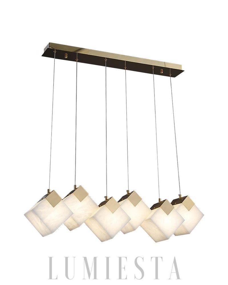 Lampa wisząca Modern Cube w stylu alabastrowym złota i biała