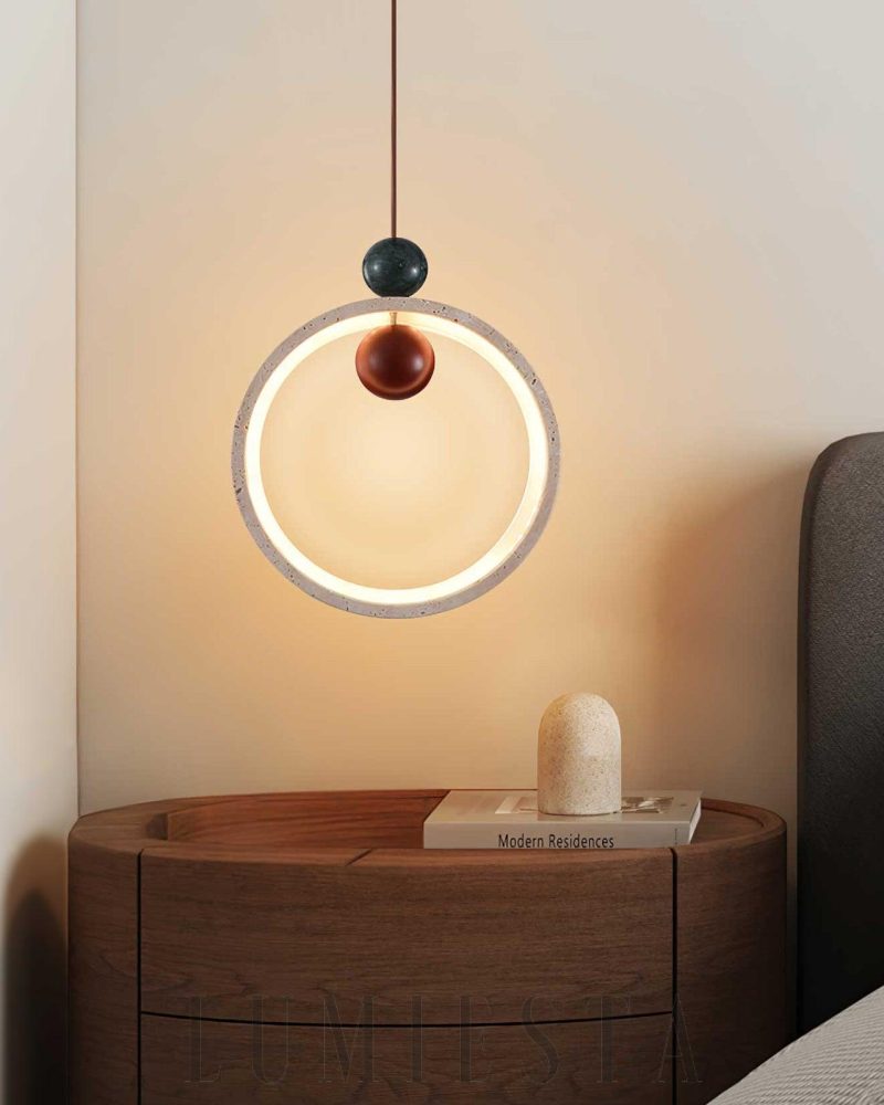 Stylowa Lampa Wisząca Orvion Okrągła Beżowa 20cm 24cm