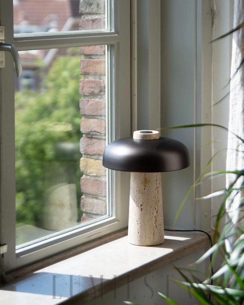 Lampa stołowa z travertynu w nowoczesnym stylu czarnożółtym