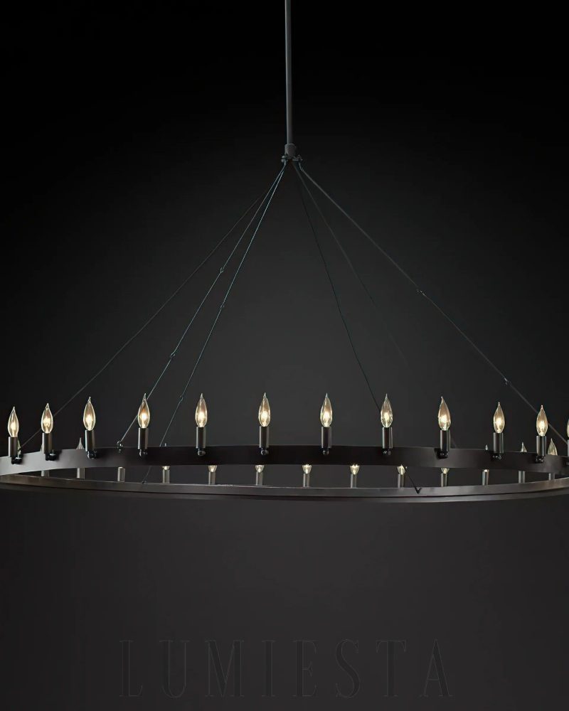 Lampa wisząca Camino Vintage żyrandol okrągły 185cm mosiądz czarny