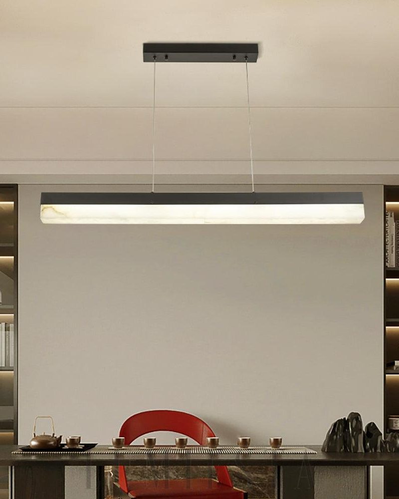 Lampa wisząca prostokątna Alabaster w kolorze złotym i białym