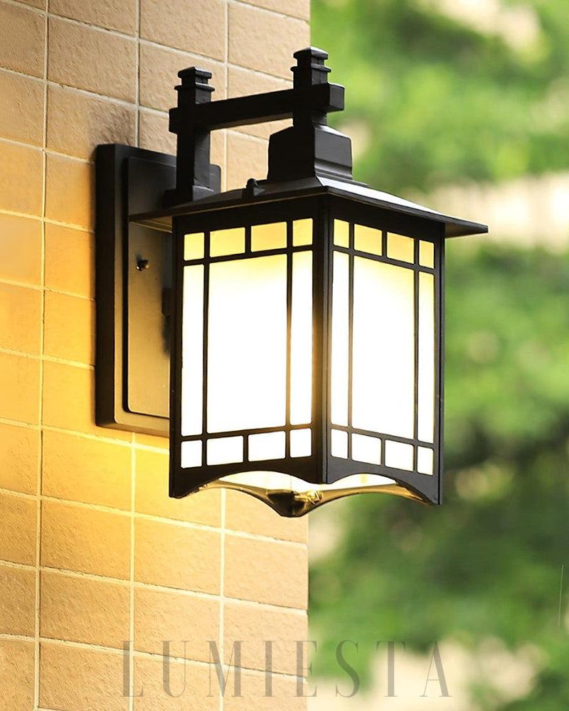 Lampa ścienna zewnętrzna Pavilion w kształcie domu czarna brązowa