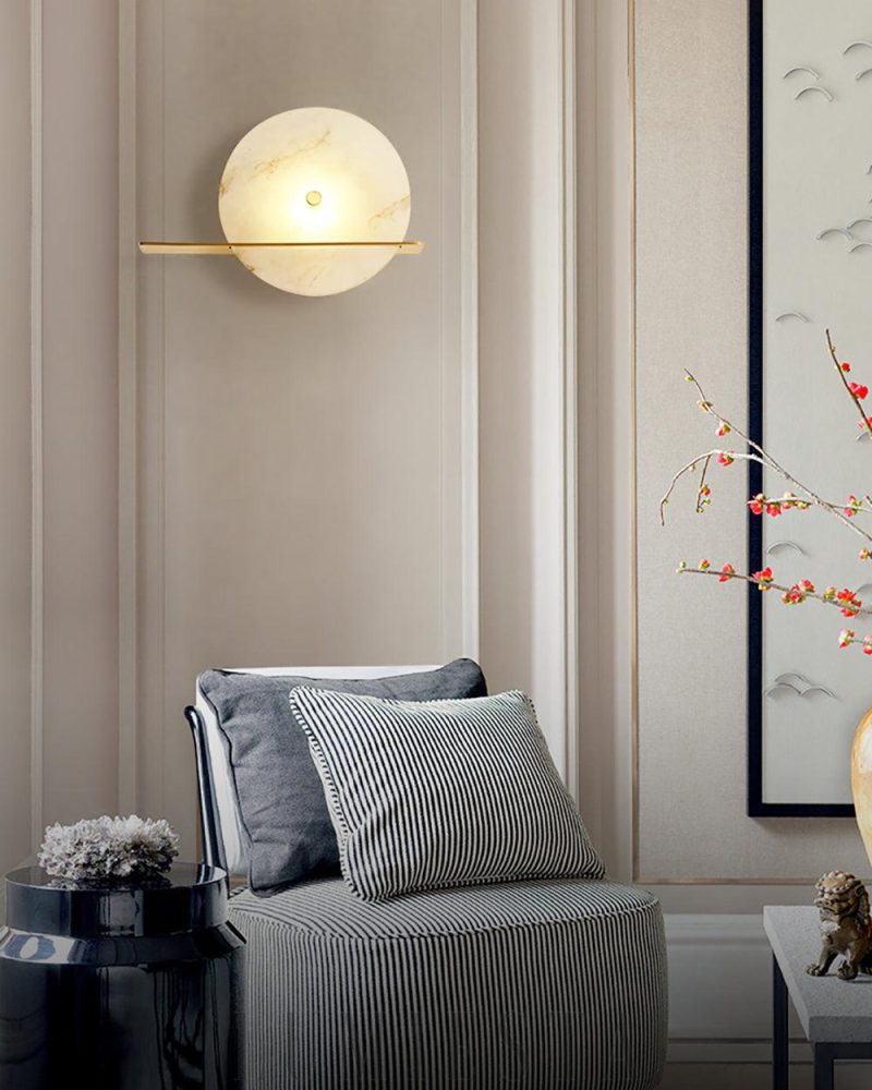 Lampa ścienna alabastrowa nowoczesna okrągła 31 cm