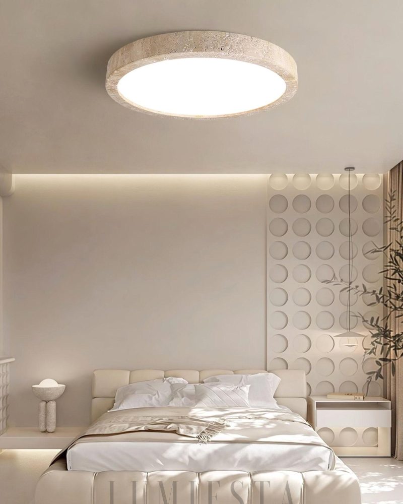 Lampa sufitowa Horizon Travertine okrągła beżowa LED 38-58cm