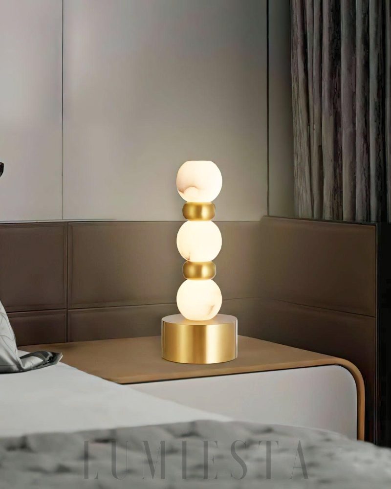 Lampa stołowa Alabaster Pearl w stylu nowoczesnym złoto biały