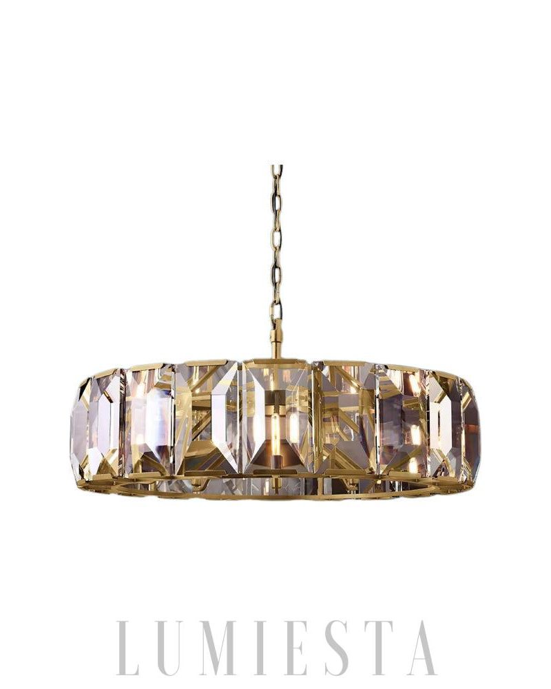 Lampa wisząca Harson szklana okrągła mosiężna 108cm elegancja