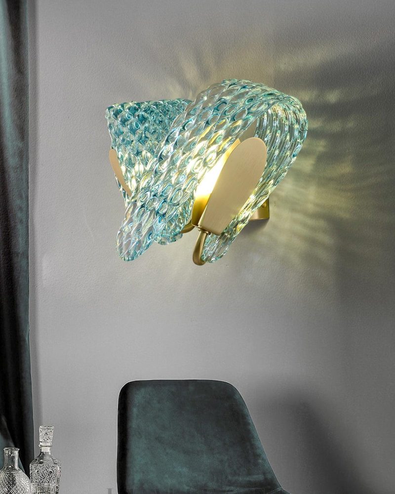 Lampa Ścienna Petal z Niebieskiego Szkła w Stylu Nowoczesnym