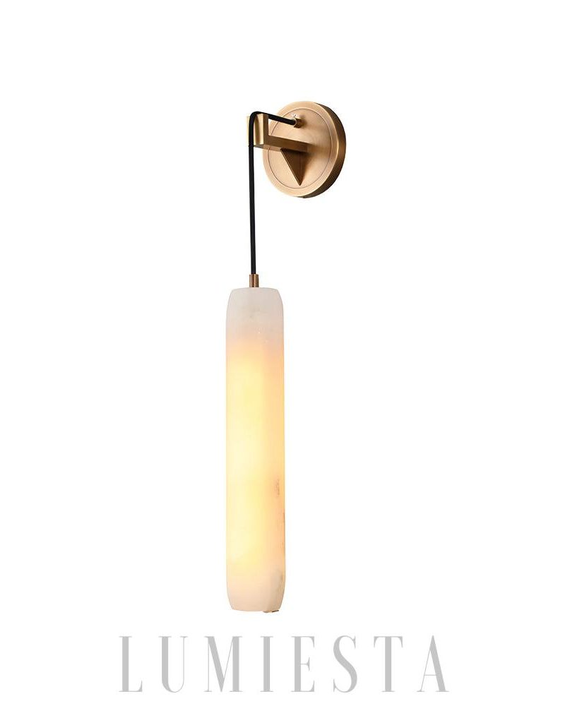 Lampa ścienna Alabaster Flute złota z alabastru 38 cm