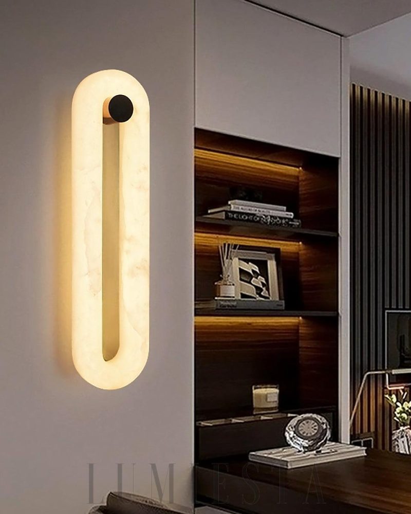 Lampa Ścienna Alabaster Fader Eliptyczna Czarna i Biała