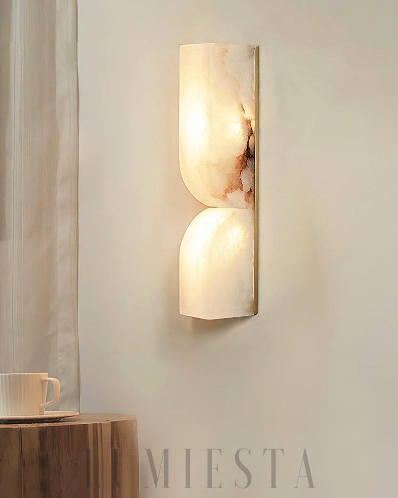 Lampa ścienna alabastrowa prostokątna z ciepłym światłem