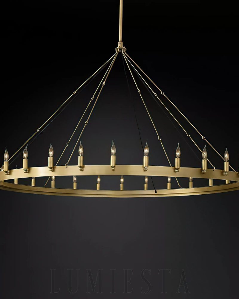 Lampa wisząca Camino Vintage żyrandol okrągły 63 cale mosiądz i czarny
