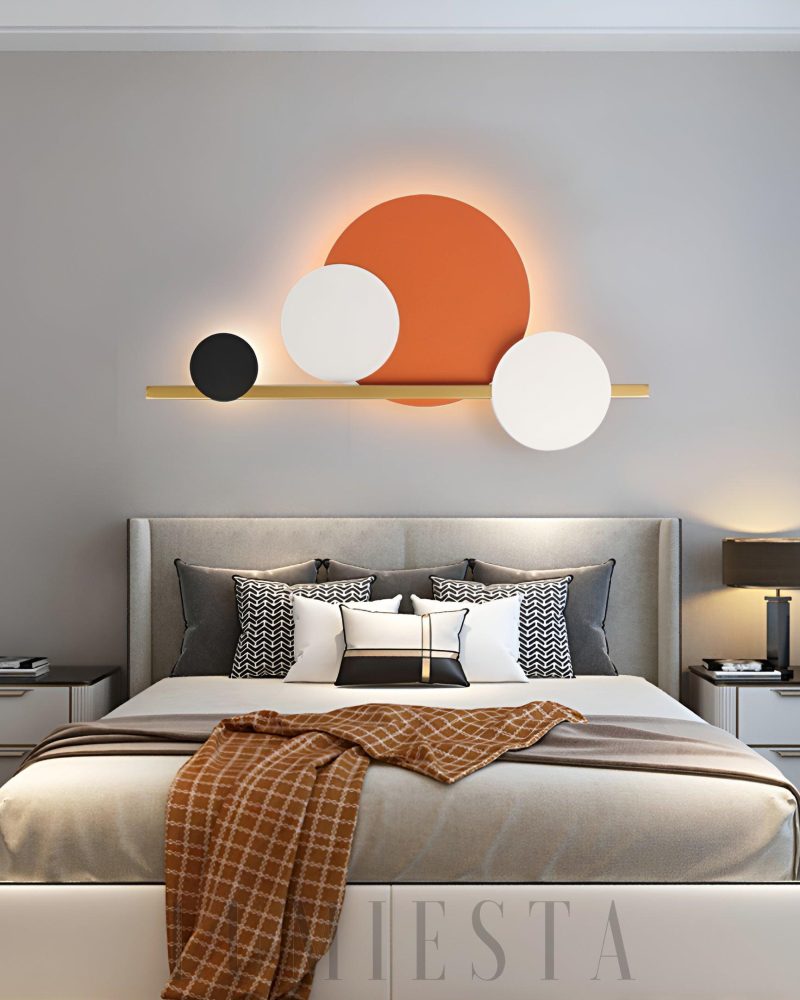 Lampa ścienna LED 4 okręgi w nowoczesnym stylu pomarańczowa
