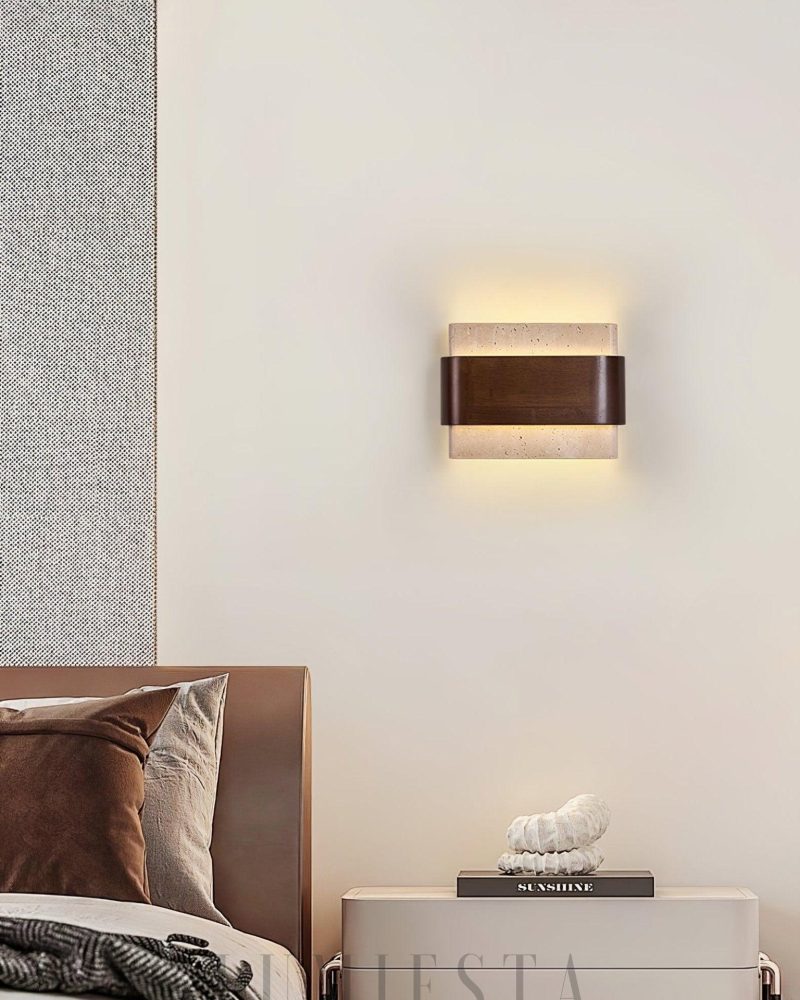 Lampa Ścienna Rectangle Terra Lumen Beżowy Orzechowy 22cm