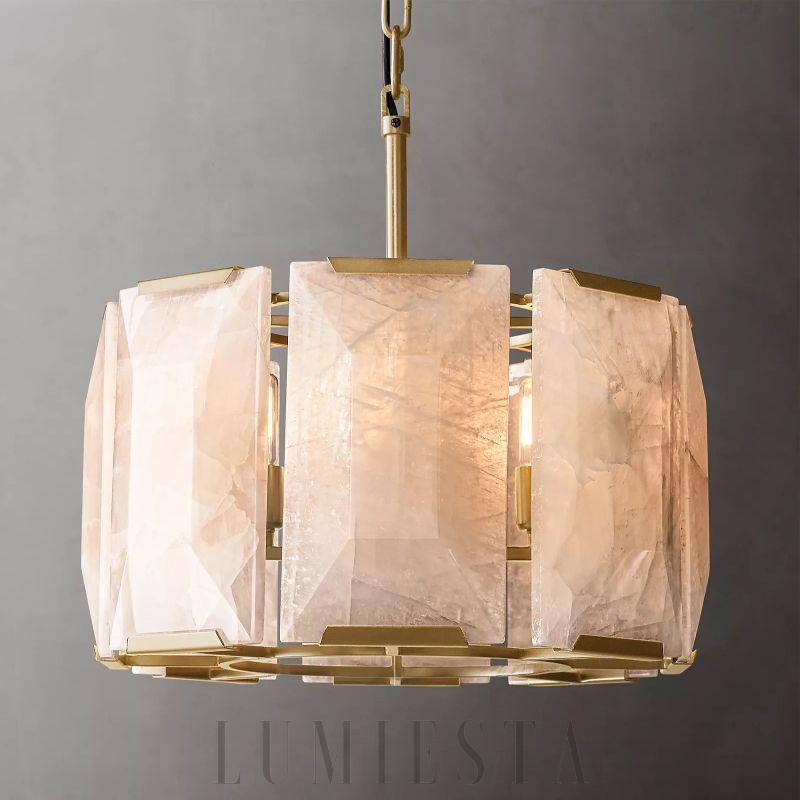 Lampa wisząca Harson Calcite okrągła 48cm mosiądz czarny stal