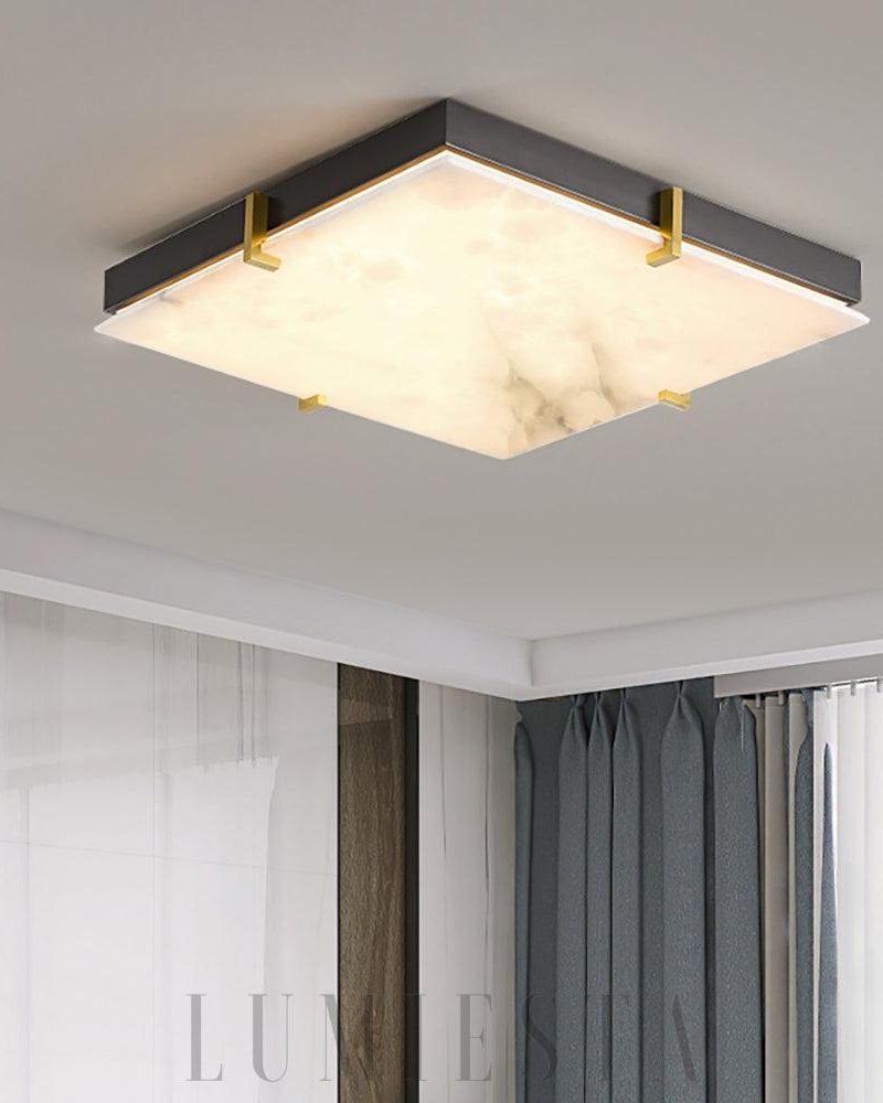 Lampa sufitowa kwadratowa Alabaster czarna elegancja 40cm 50cm
