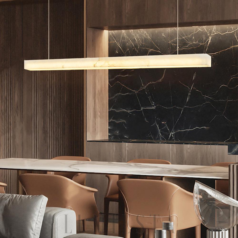 Nowoczesna wisząca lampa alabastrowa w kształcie linii 100cm 120cm