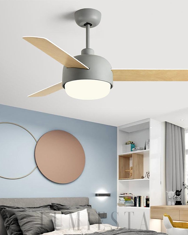 Nordyjski wentylator sufitowy w stylu makaronowym z lampą LED