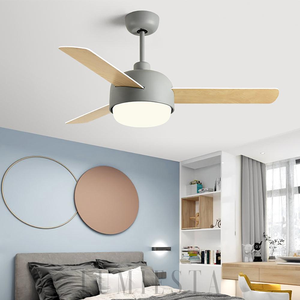 Nordyjski wentylator sufitowy w stylu makaronowym z lampą LED