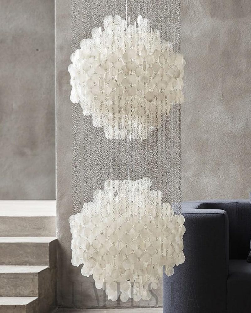 Lampa wisząca muszelkowa w chromie różne rozmiary 60 100 150 cm