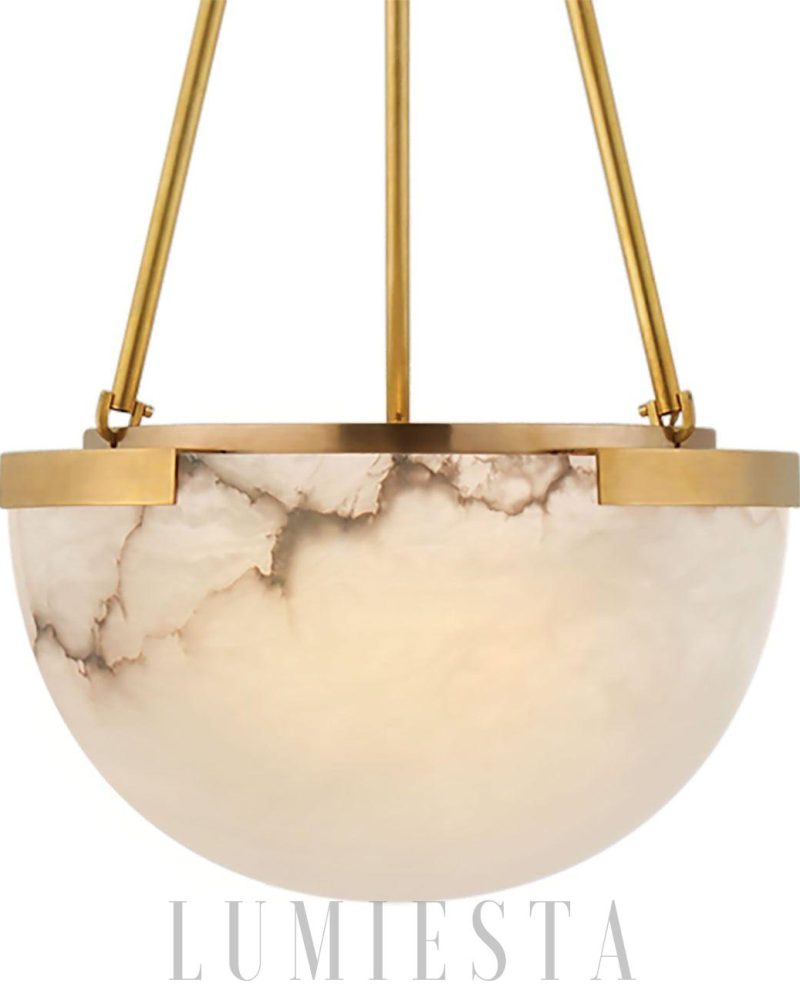 Istarna - lampa wisząca półokrągła z alabastru i metalu