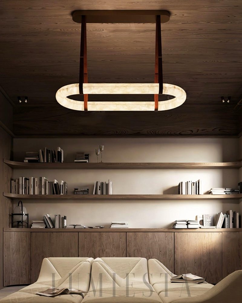 Aurelia - lampa wisząca w stylu nowoczesnym ovalna z alabastru