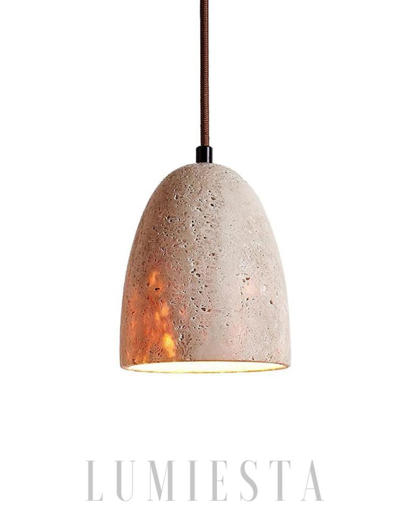 Lampa wisząca Grace z beżowym kloszem z trawertynu 12cm