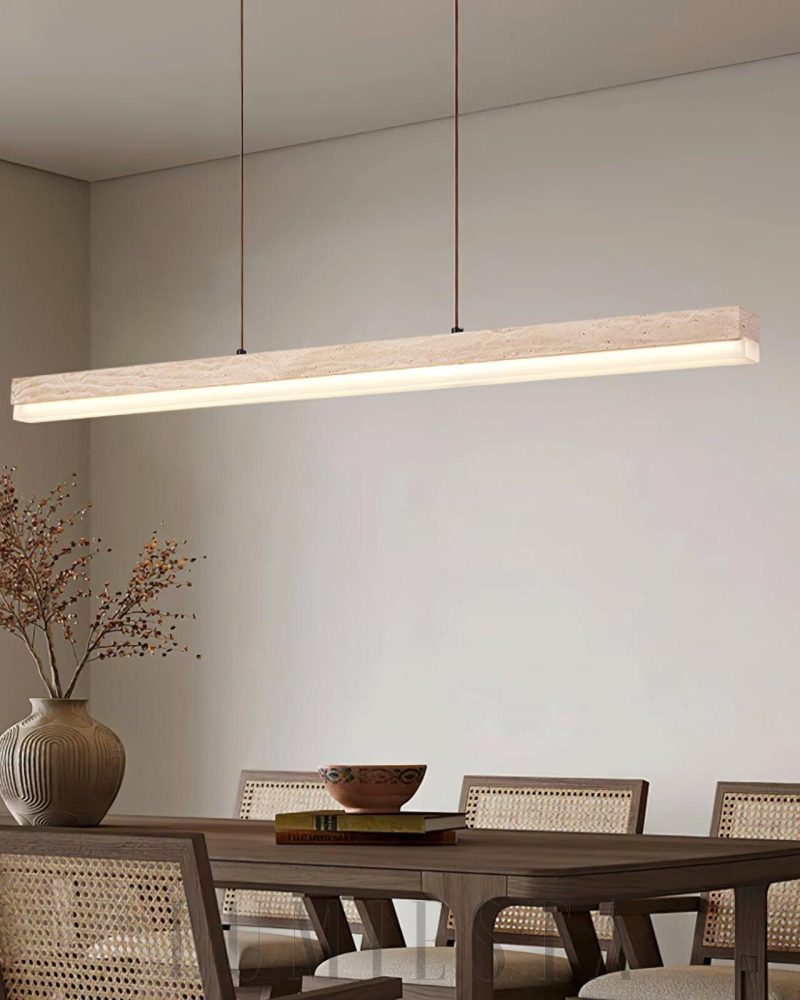 Lampa wisząca Linear Ecliptic z travertynu w nowoczesnym stylu