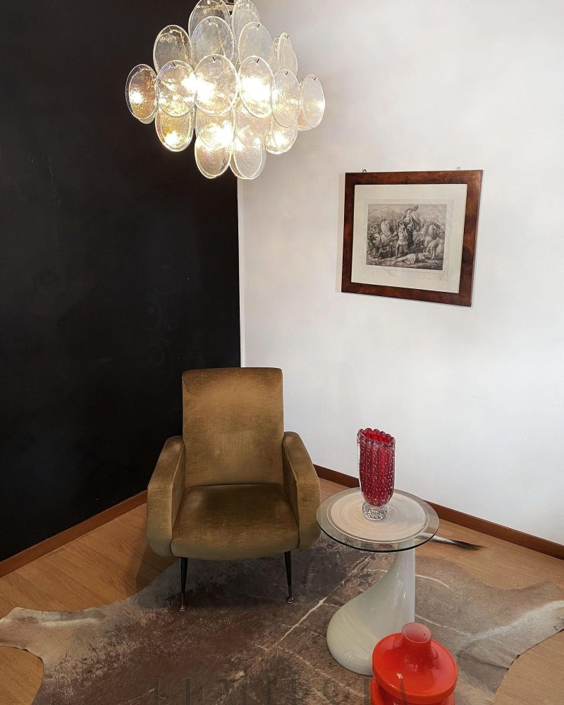 Lampa wisząca Vintage Murano z iryzującym szkłem 49cm