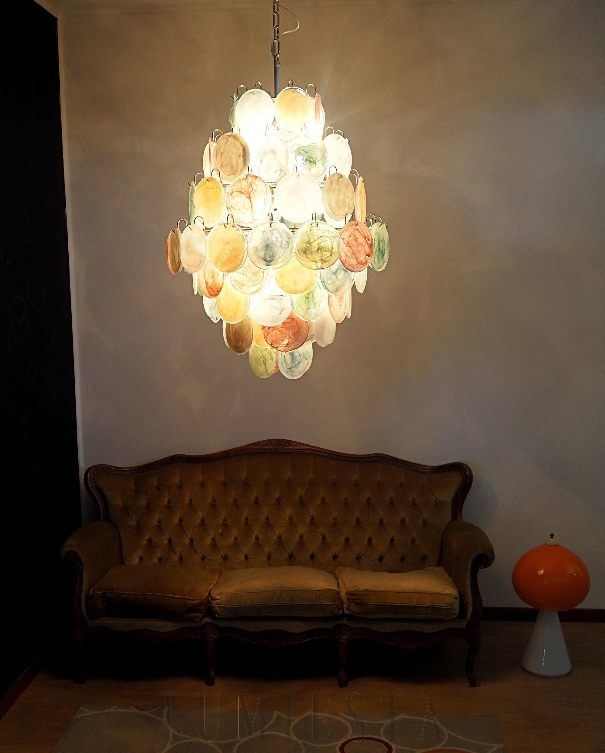 Lampa sufitowa Vintage Murano z kolorowymi dyskami 75cm