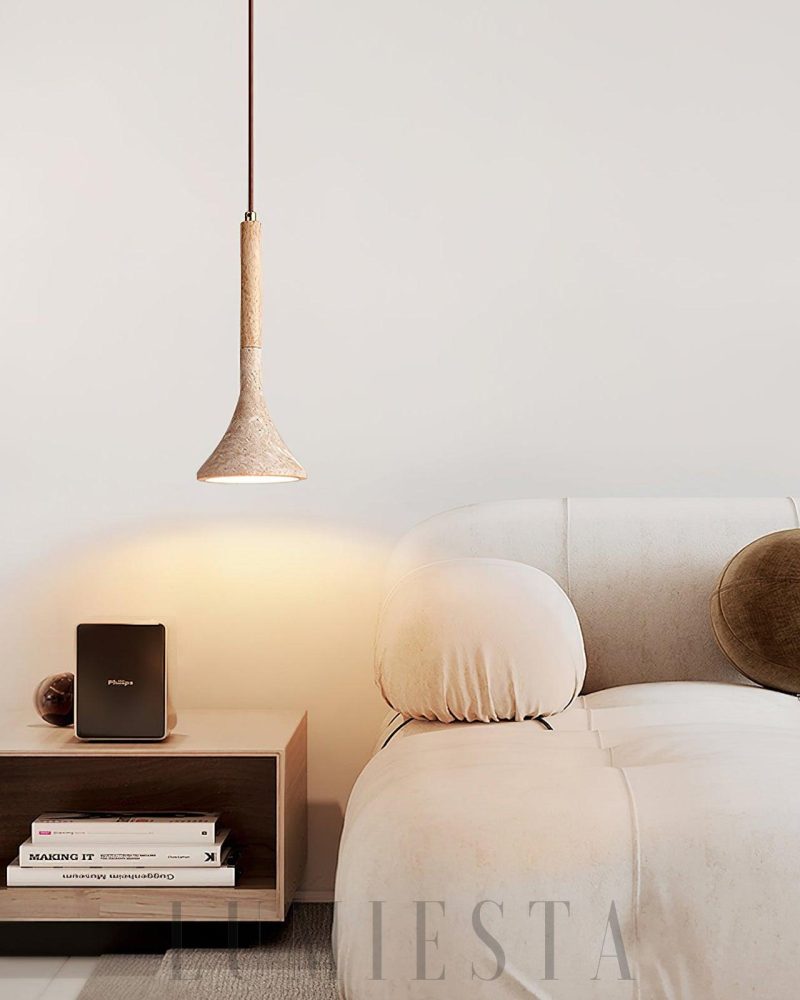 Lampa wisząca Aplomb z trawertynu minimalistyczna beżowa 13cm
