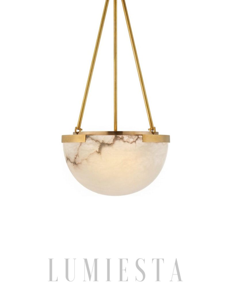 Istarna - lampa wisząca półokrągła z alabastru i metalu