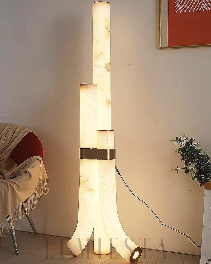 Lampa podłogowa z alabastru w nowoczesnym stylu 45cm 150cm