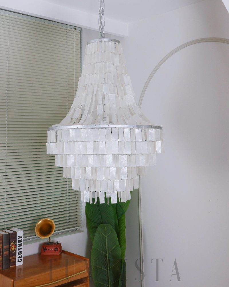 Lampa wisząca Boho z naturalnych muszli Capiz 45cm 65cm