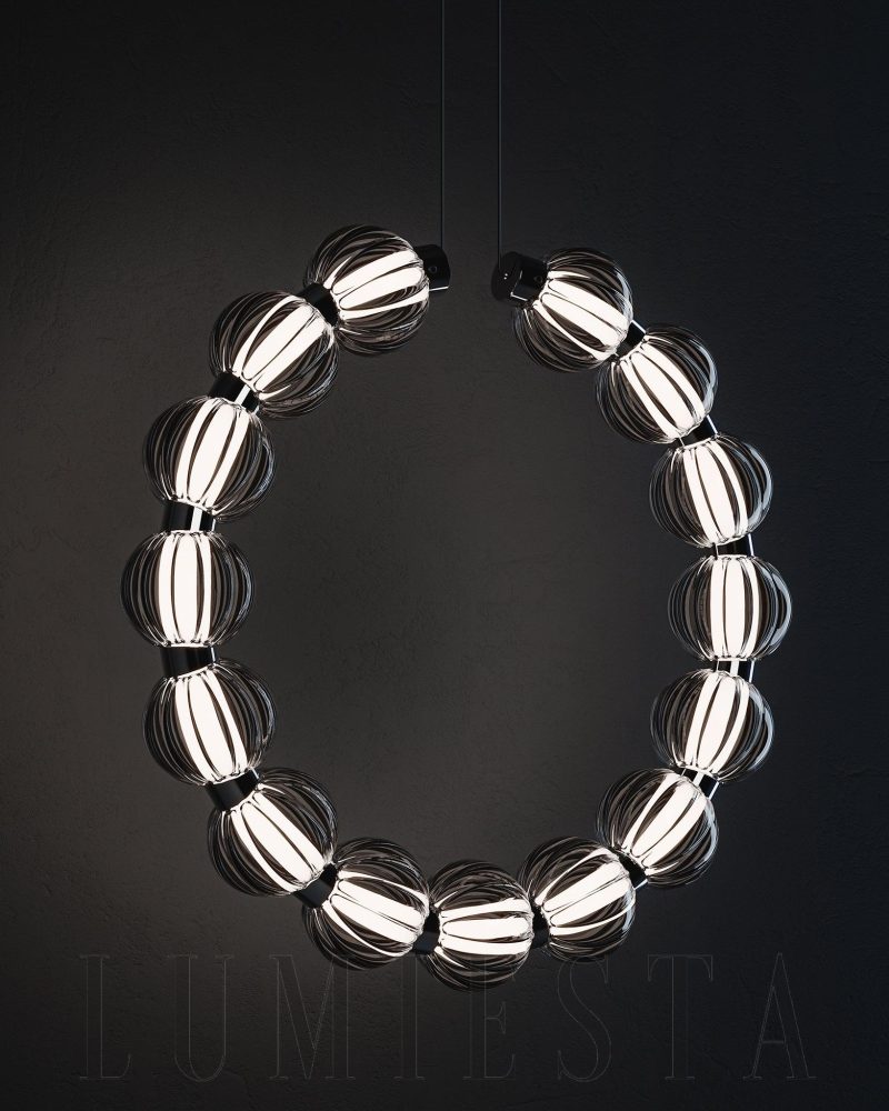 Lampa wisząca Amulet Chandelier B srebrna okrągła 52 74 88 5cm