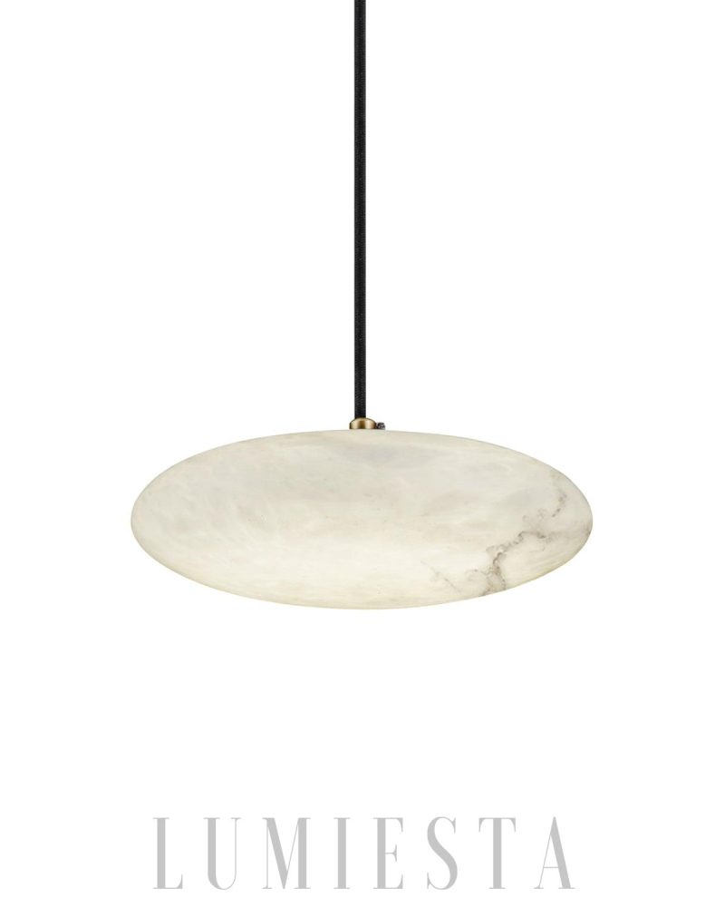 Lampa wisząca TONGOTDI okrągła z marmurowym kloszem w mosiądzu