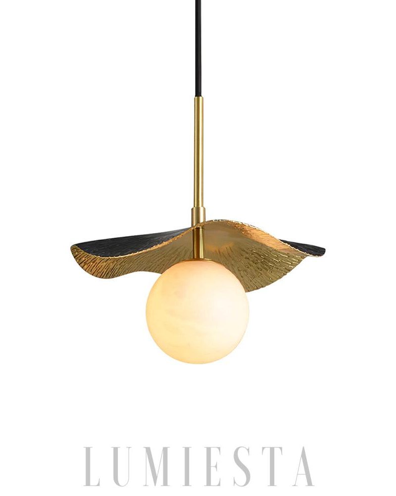 Lampa wisząca Alabaster Montera Mosiądz z eleganckim kloszem