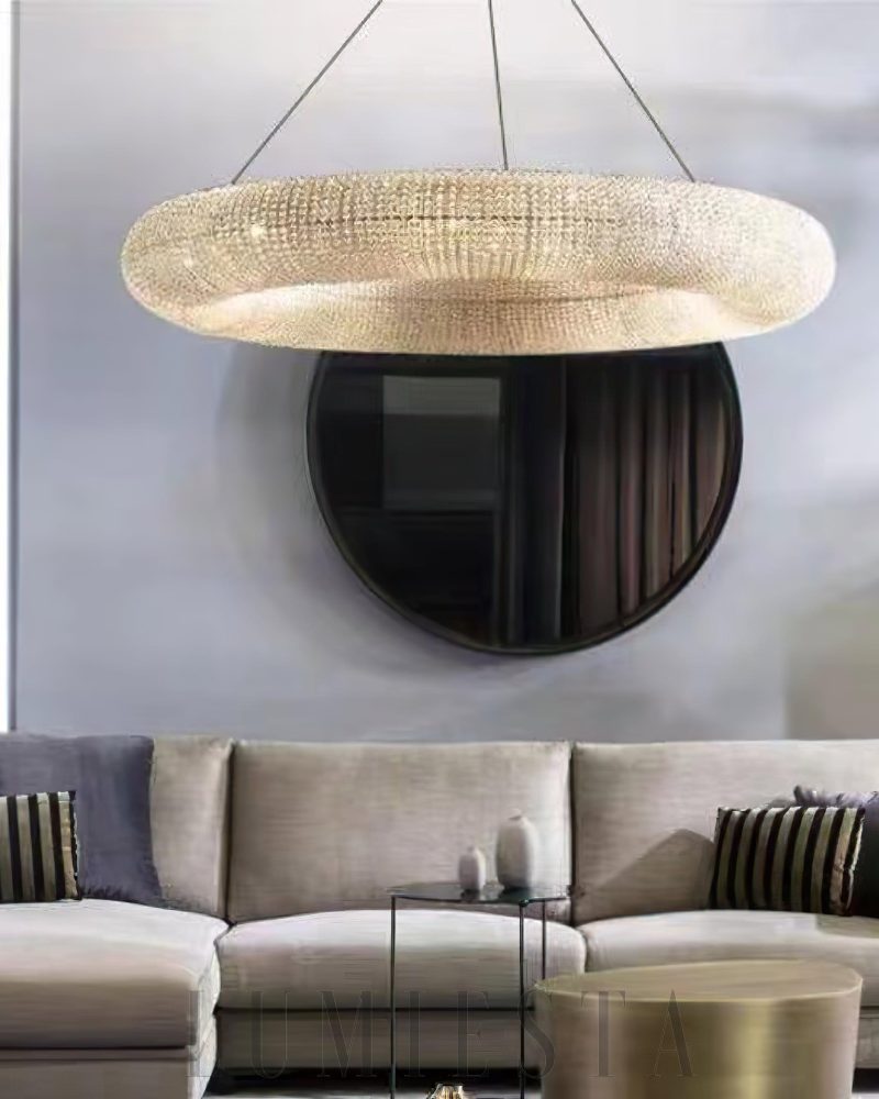Elegancka Przydymiona Kryształowa Lampa Wisząca Okrągła 104cm