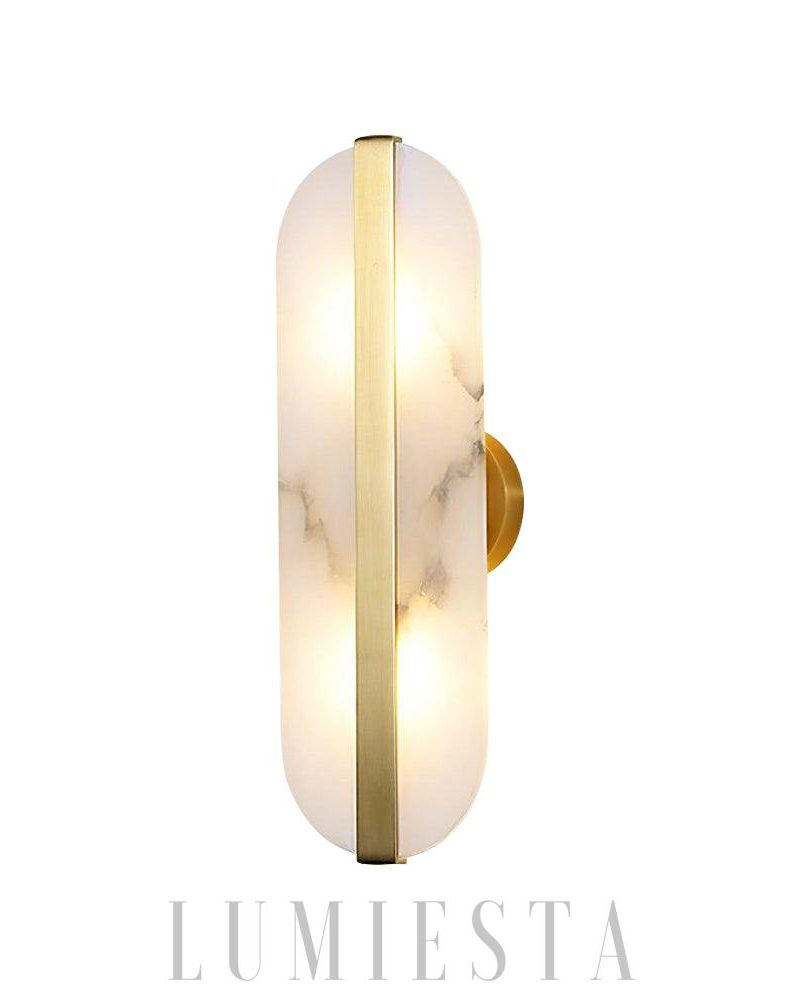 Lampa ścienna Mosiądz z alabastrowym kloszem 13cm x 40cm