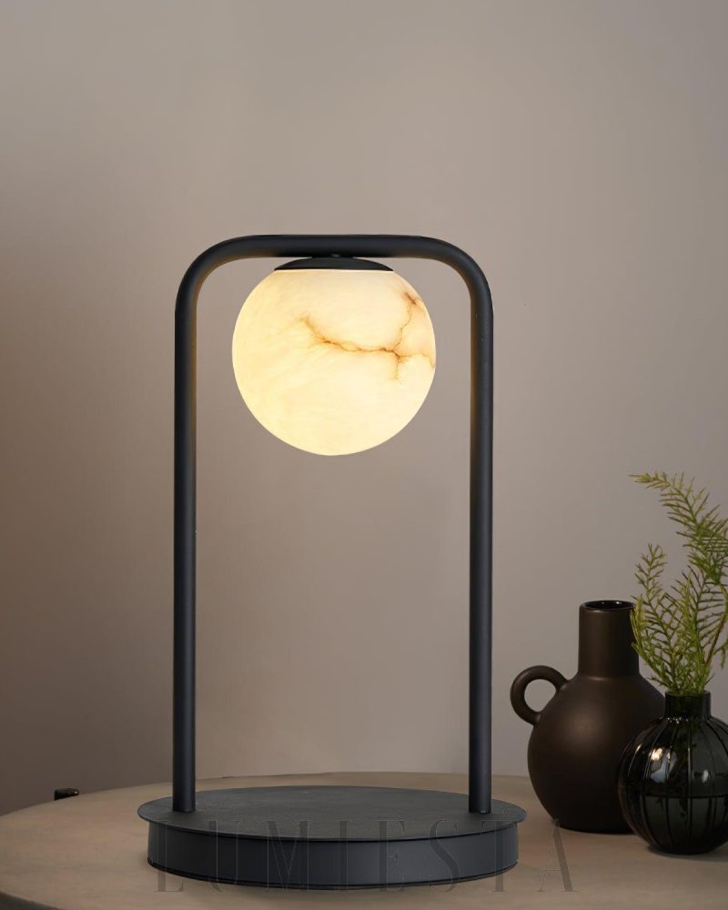 Lampa stołowa Rebirth w czarnym i białym alabastrze 20cm