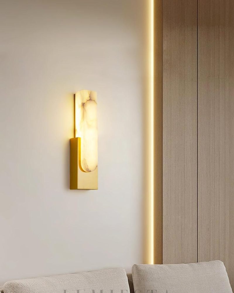 Lampa ścienna Alabaster Agatha elegancka z alabastru 50 cm
