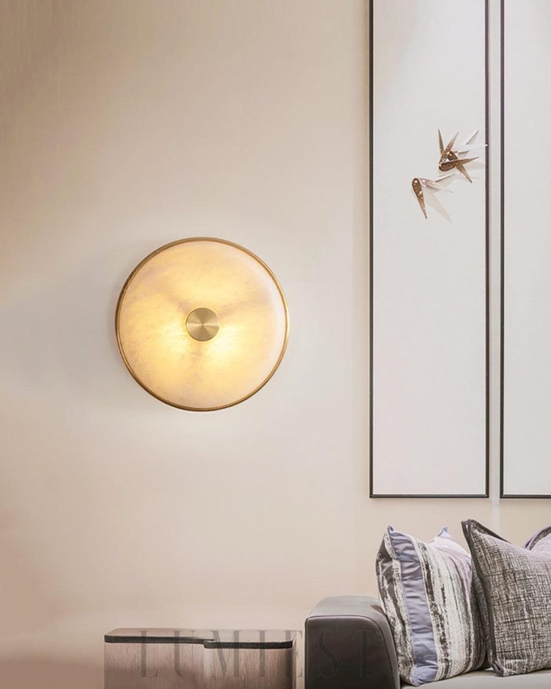 Lampa Ścienna Okrągła Alabastrowa 26cm Biała Ciepła Zimna Barwa