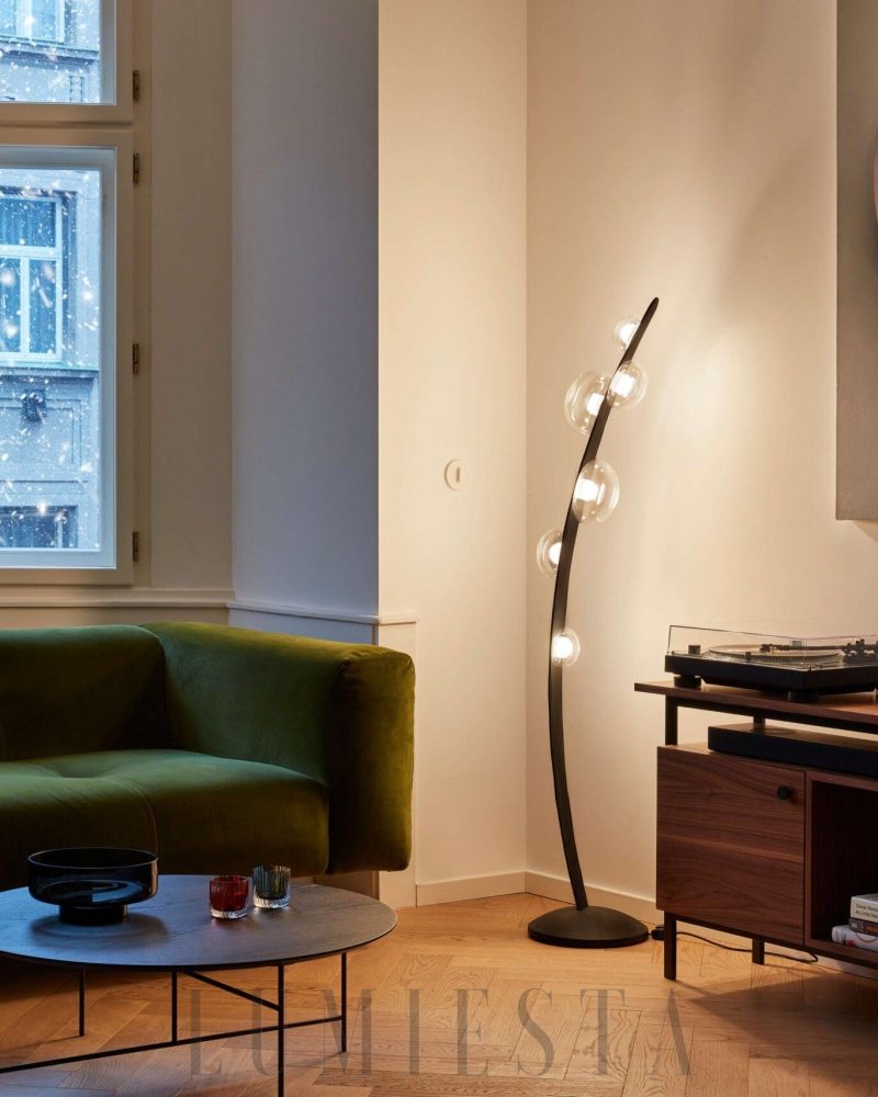 Lampa podłogowa Dew Drops w stylu nowoczesnym czarna i przezroczysta