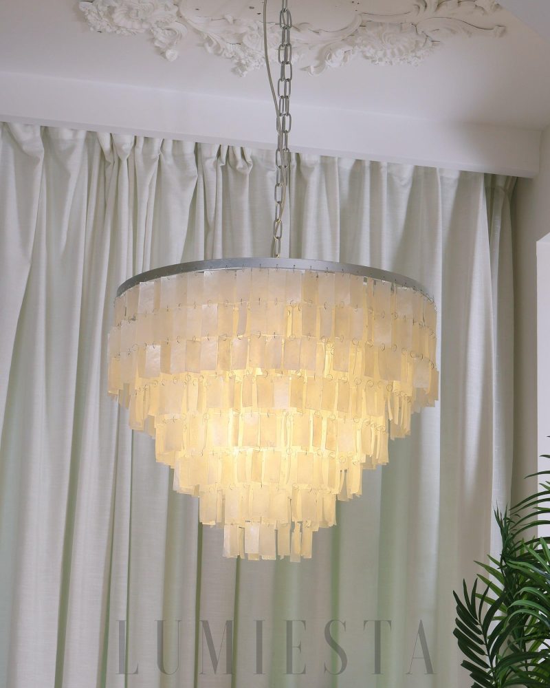 Lampa wisząca Skye Light muszlowy żyrandol w białym kolorze