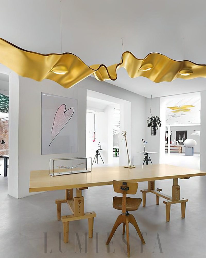 Lampa wisząca Złoty Ribbon Chandelier nowoczesny styl 160cm 210cm 260cm