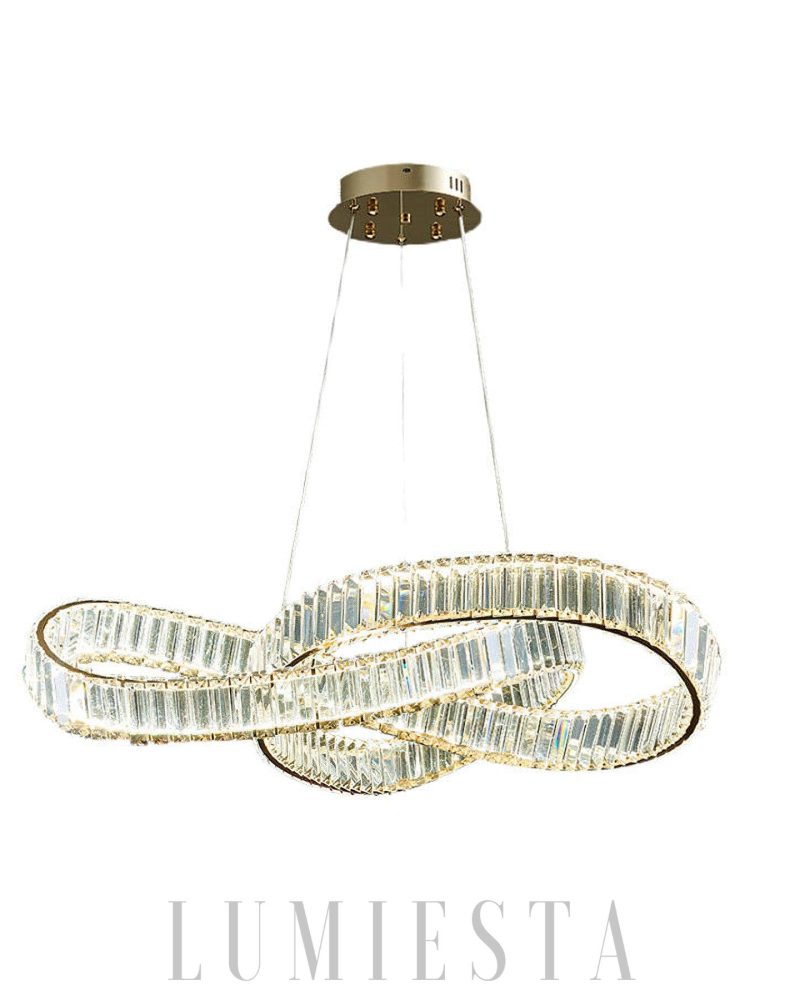 Luminosa - lampa wisząca okrągła ze złotymi kryształami
