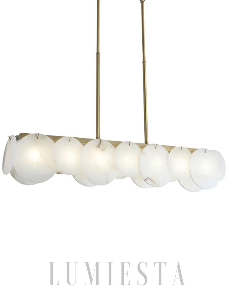 Nowoczesna lampa wisząca z alabastru w kolorze mosiądzu